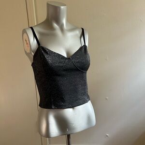 Black Glittery Crop Top